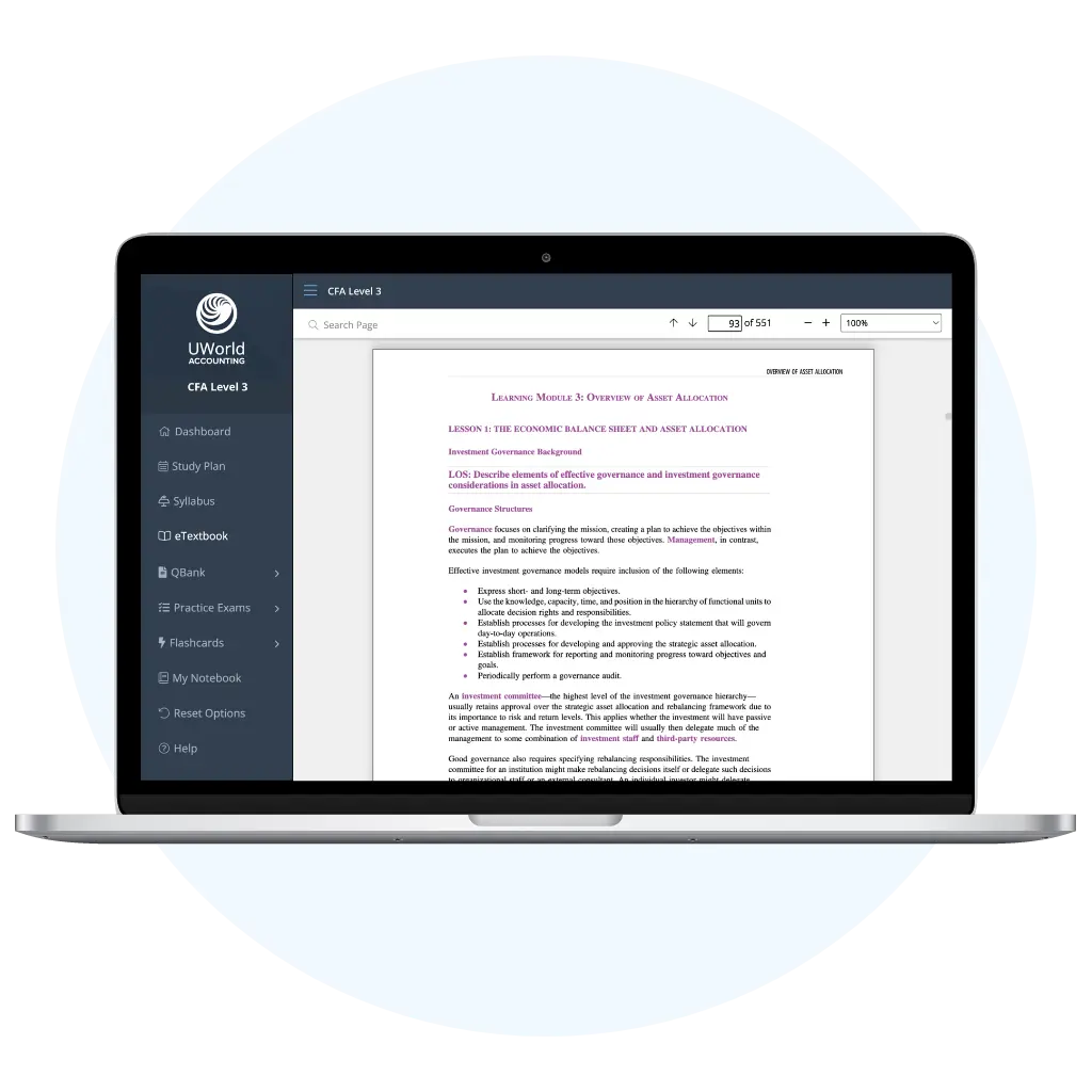 Access your digital CFA study guide anytime, anywhere with the UWorld Finance mobile app.