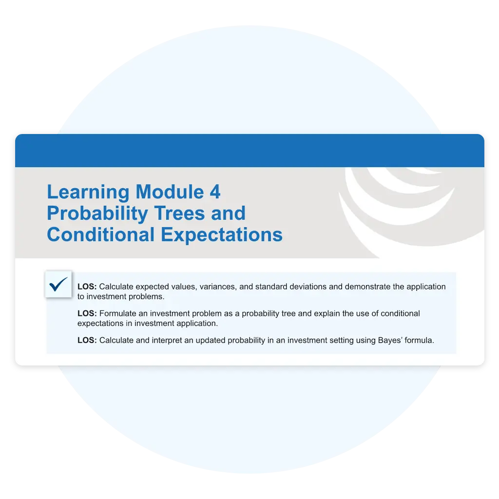 Learning Module 4 Probability Trees and Conditional Expectations with learning outcome statements.