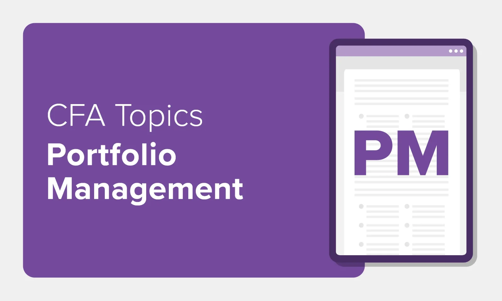 CFA Topics Portfolio Management